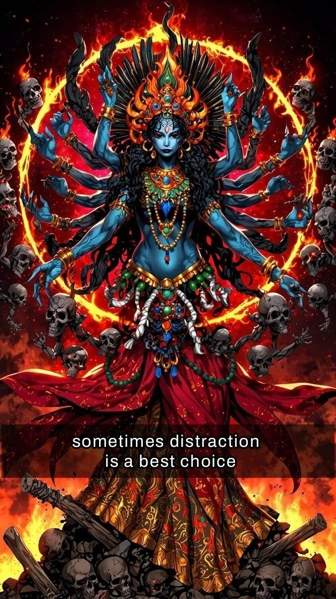 Fierce Mahakali Maa surrounded by skulls