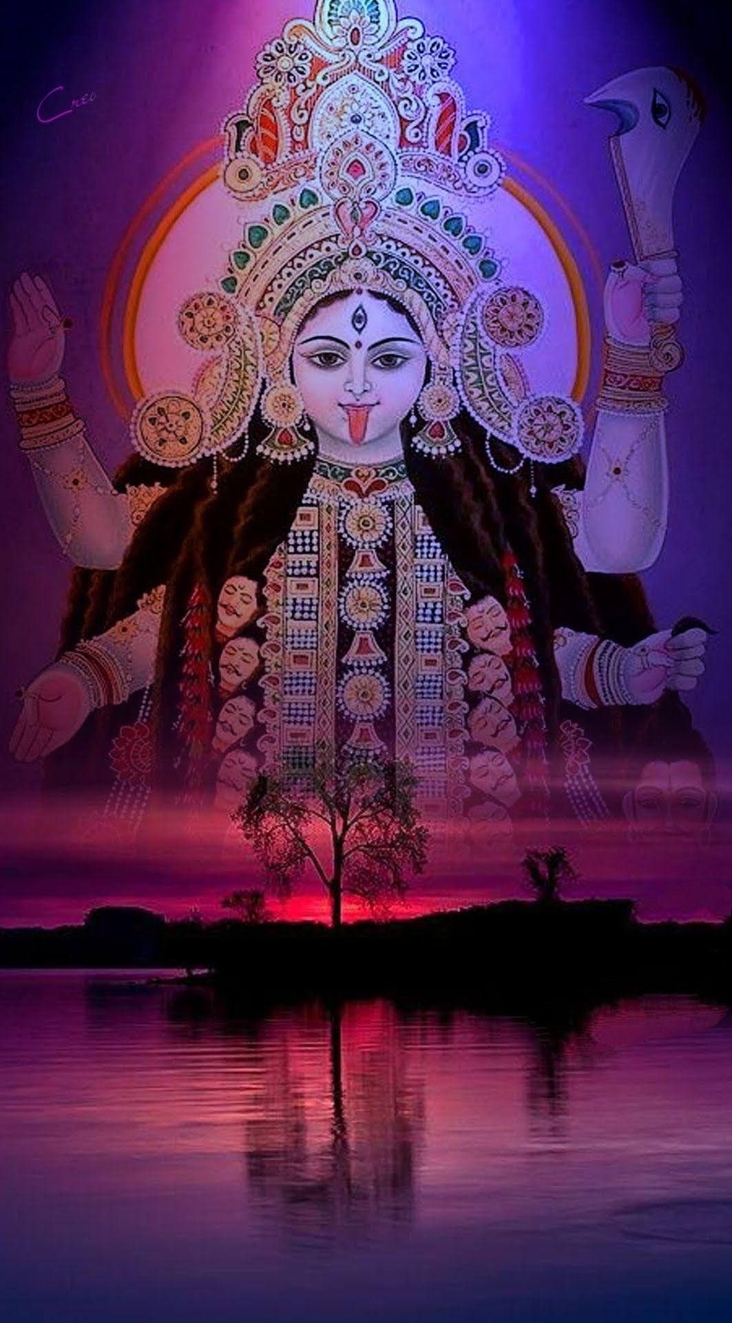 Fierce Mahakali Maa with multiple arms