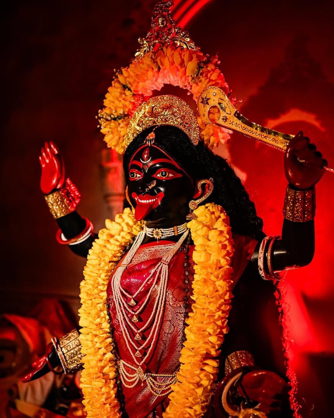 Fierce Mahakali Maa in golden adornments