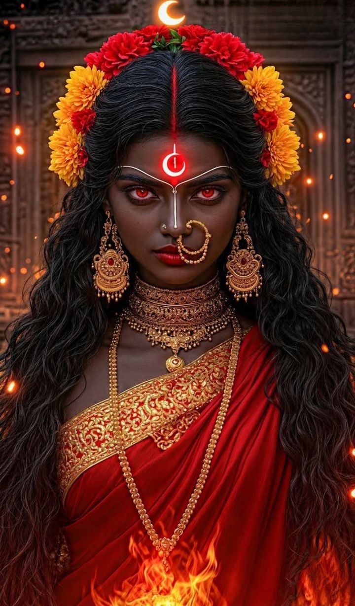 Mahakali Maa with fiery aura.