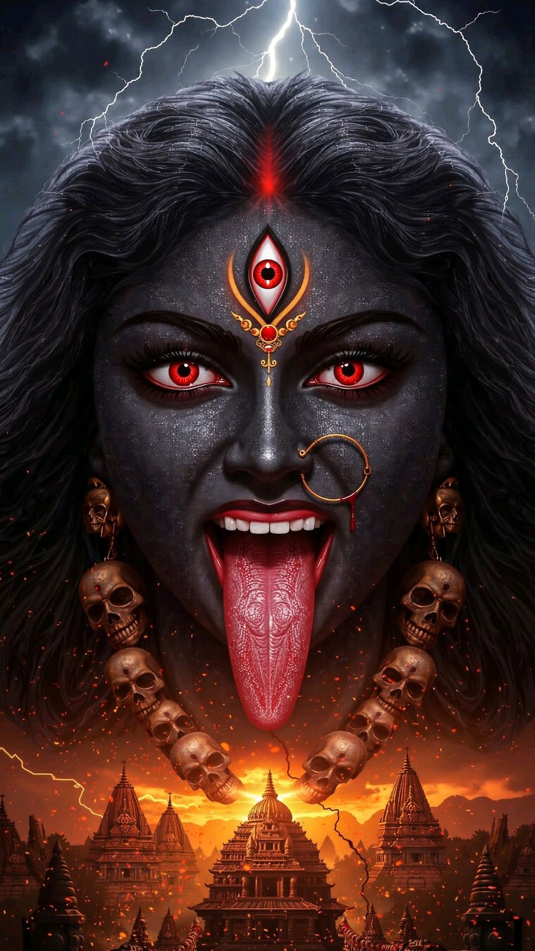 Fierce Mahakali Maa with red eyes
