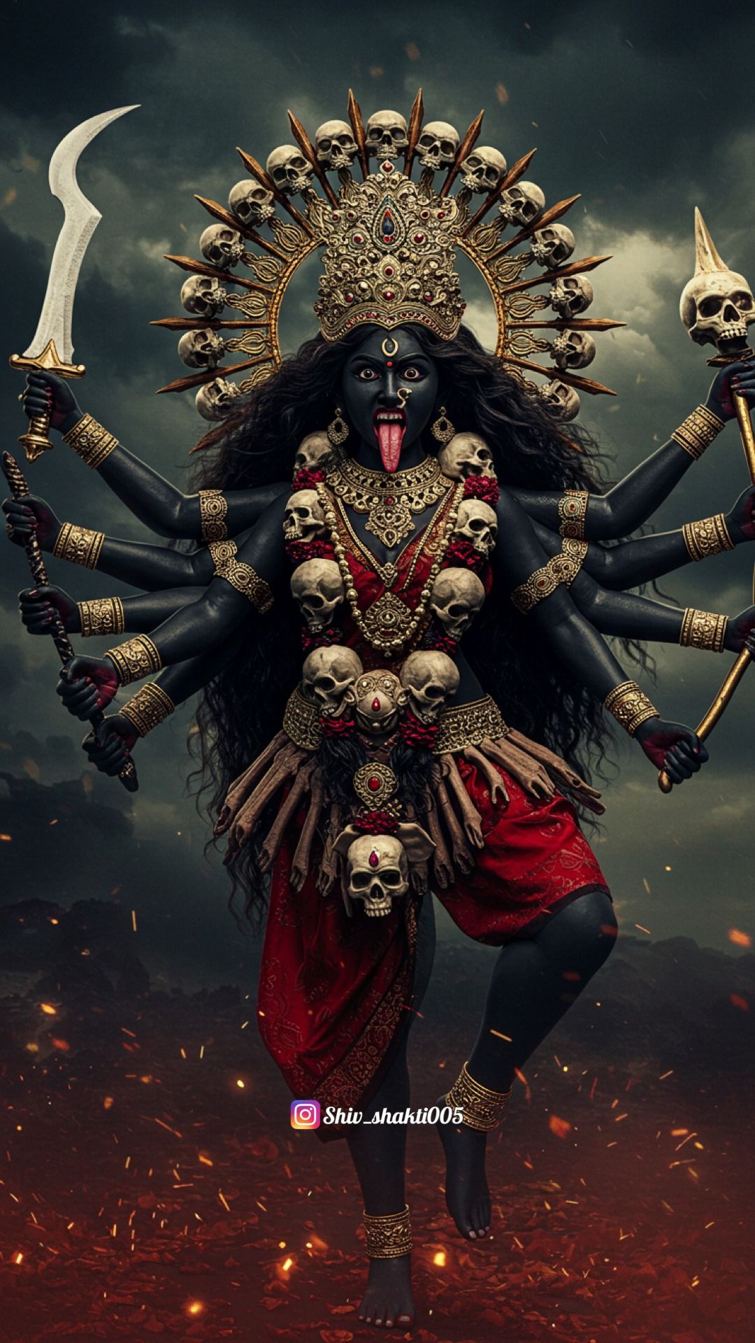 Fierce Mahakali Maa with skull garland