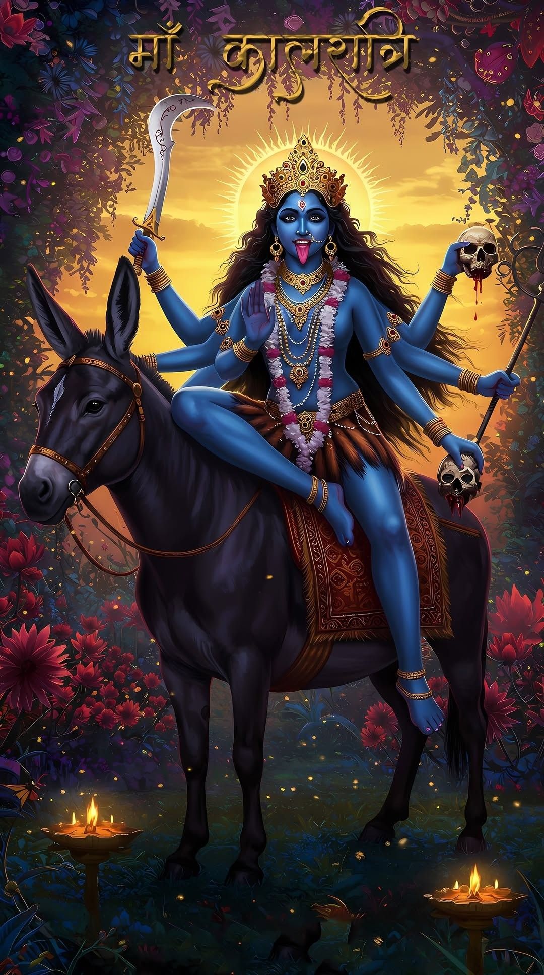 Mahakali Maa rides her jackal vahana