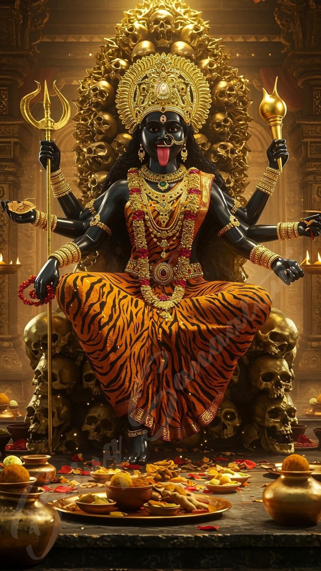 Mahakali Maa seated on a throne