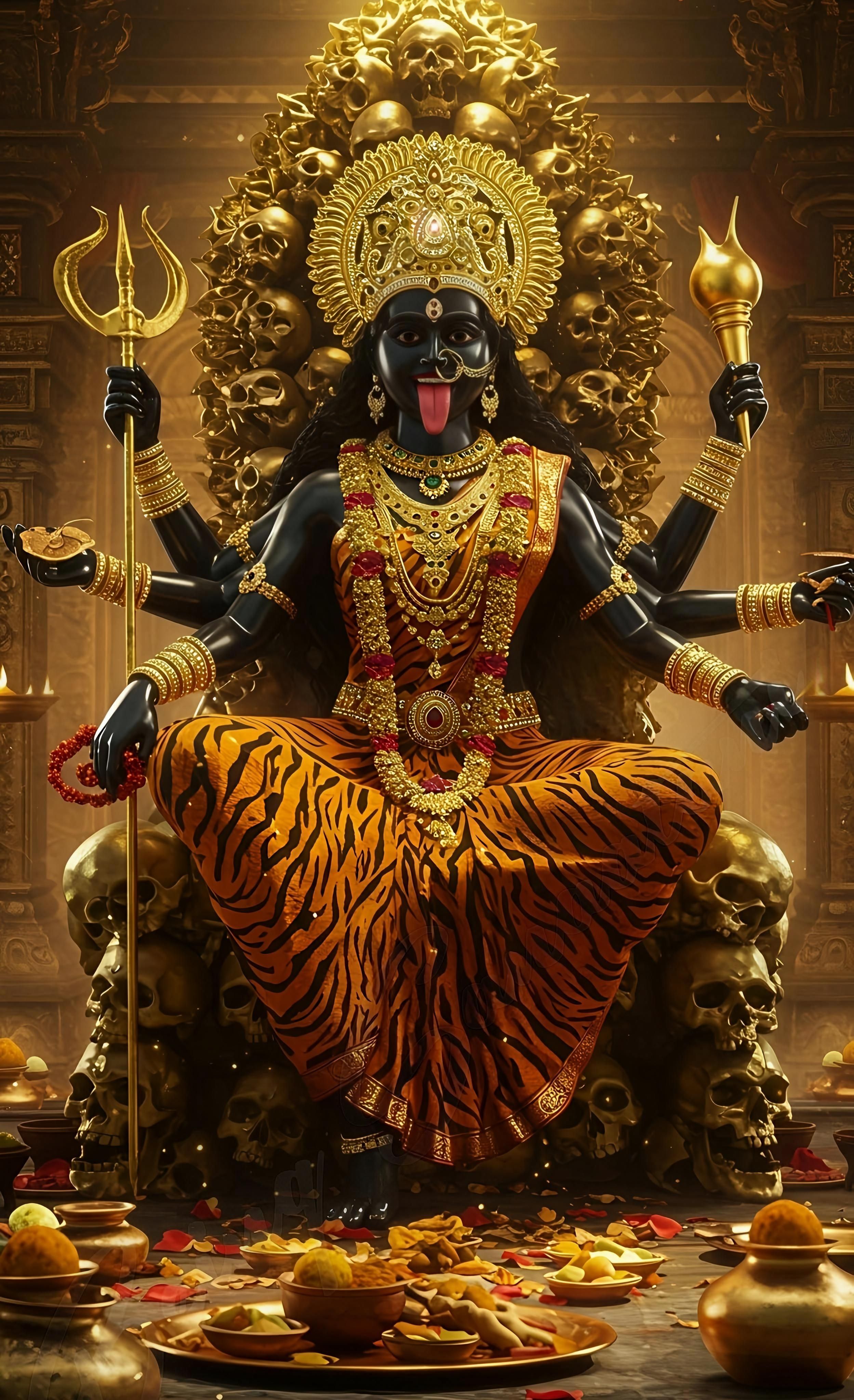 Mahakali Maa seated on a throne