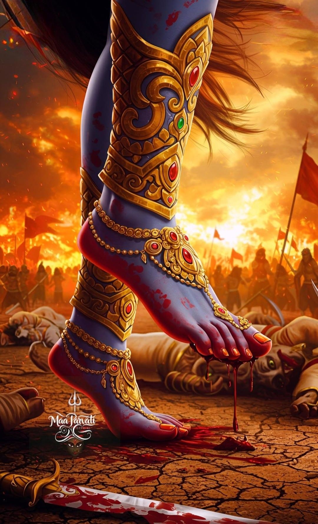 Goddess Kaali\'s feet on battlefield