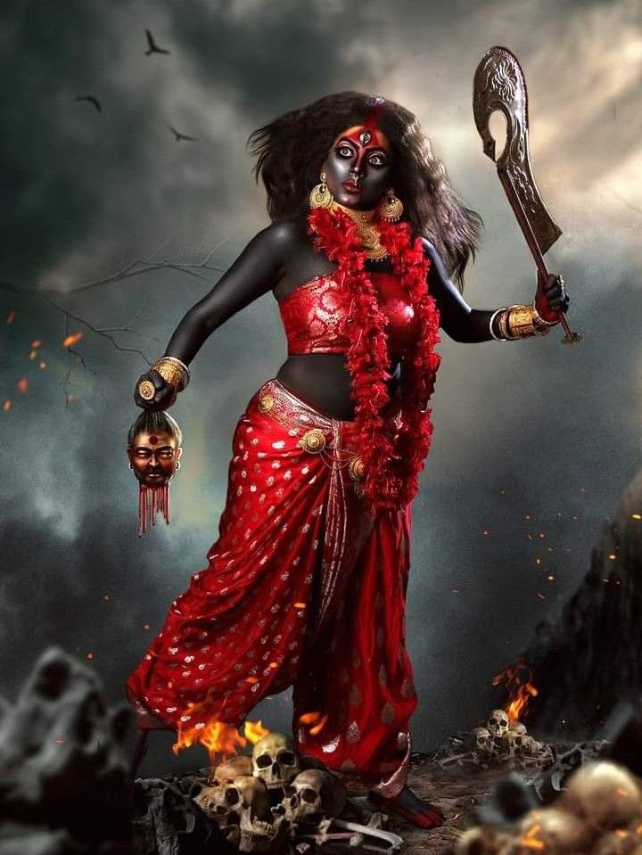 Mahakali Maa with sword and skull