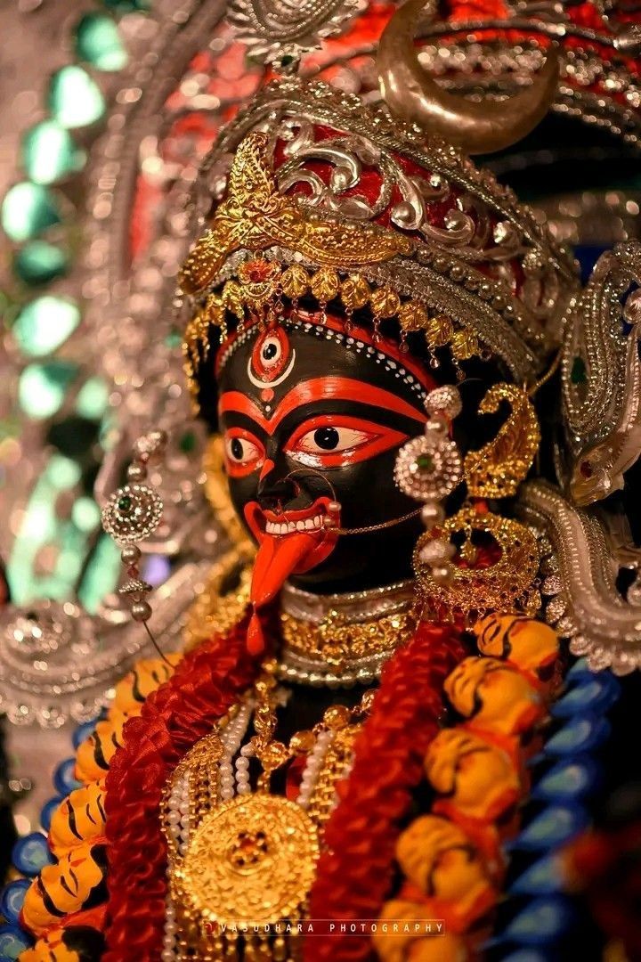 Close-up of Mahakali Maa\'s divine face.
