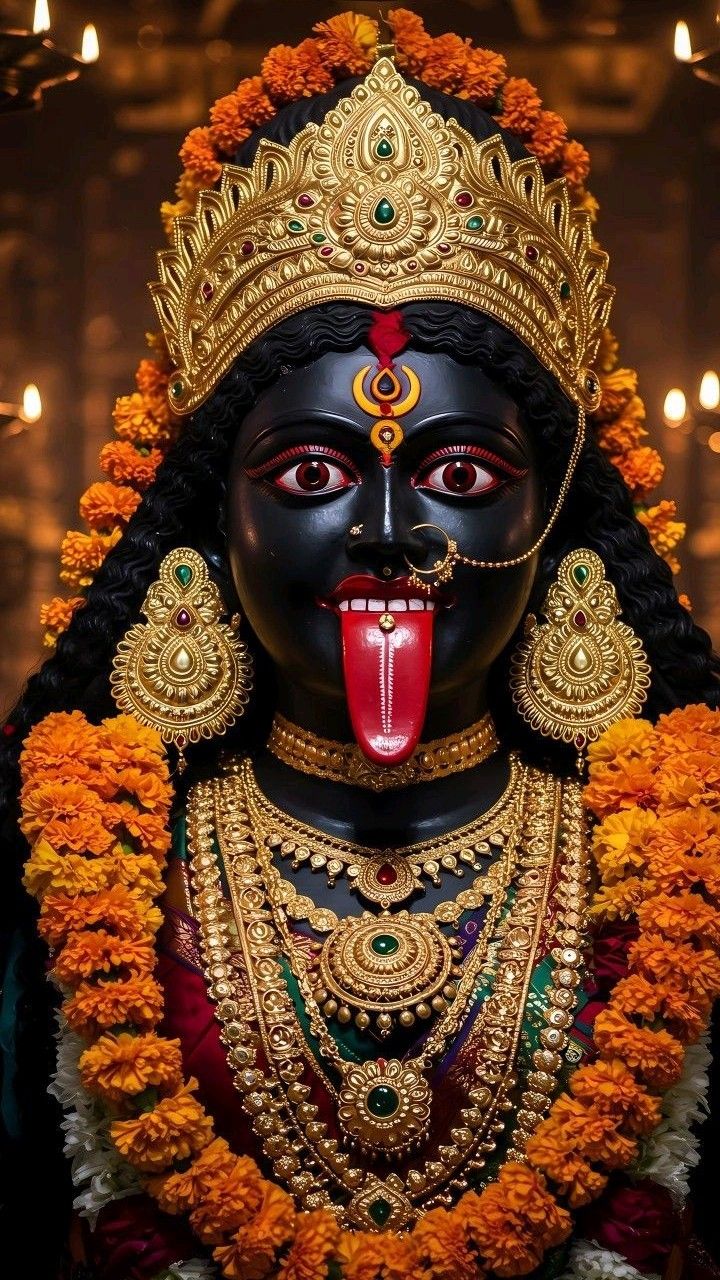 Maa Kali with intense fiery gaze