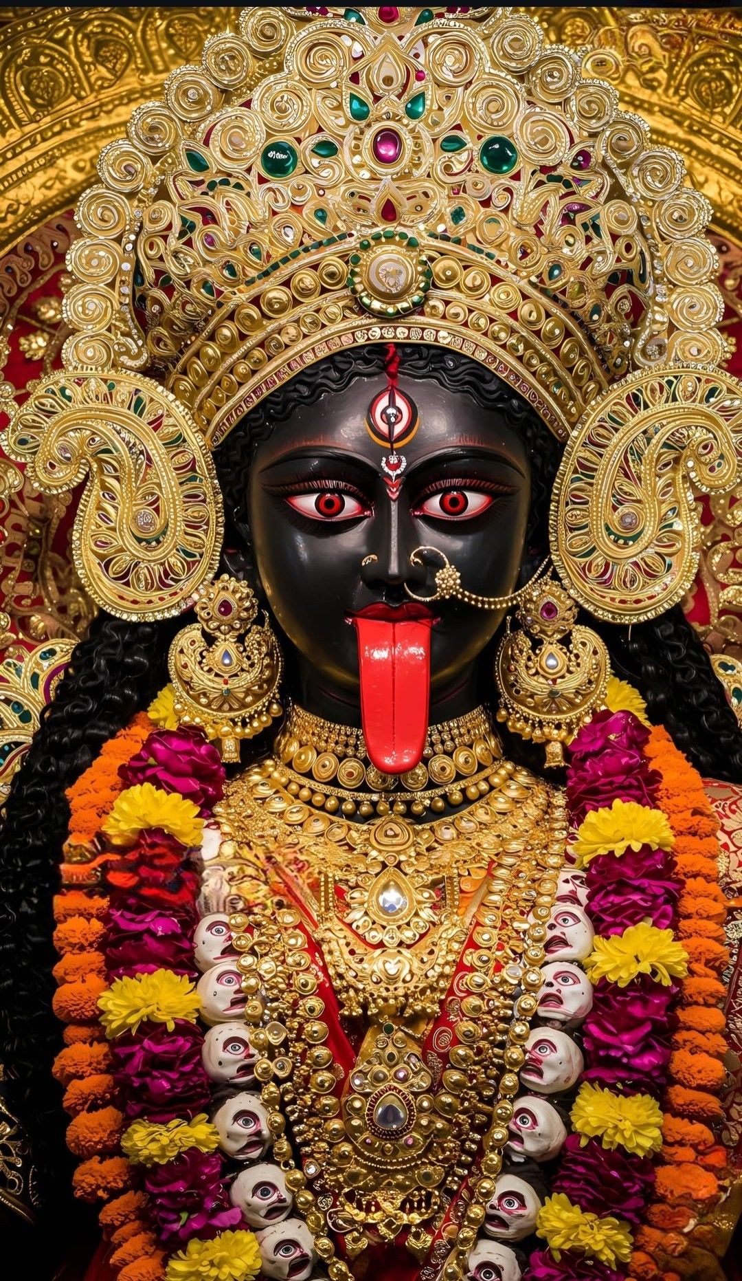Mahakali Maa\'s intense, jeweled face.