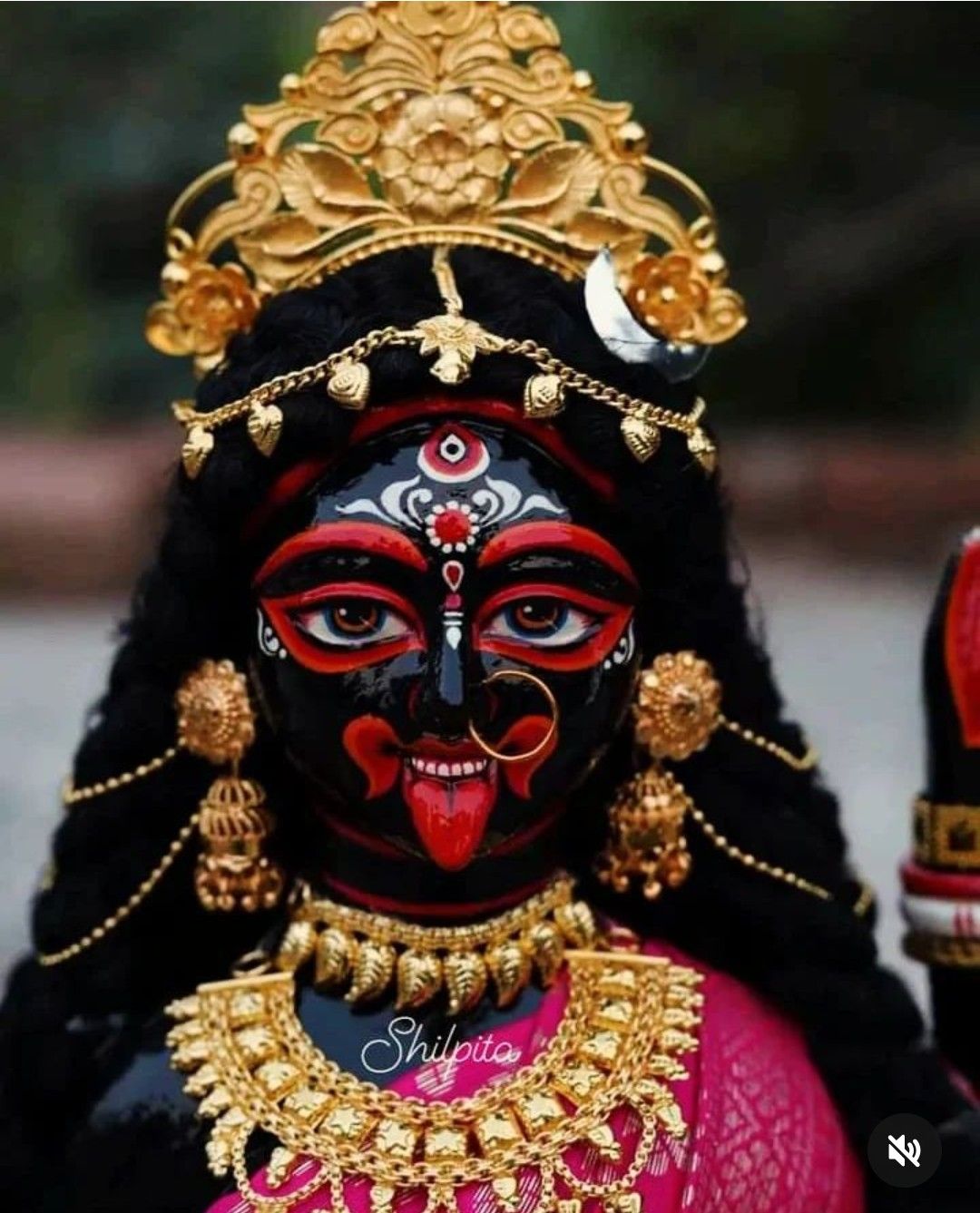 Fierce Mahakali Maa with golden adornments
