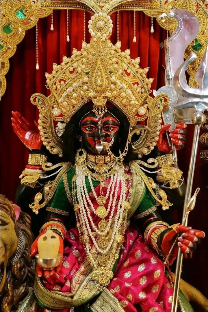 Mahakali Maa adorned in gold jewelry