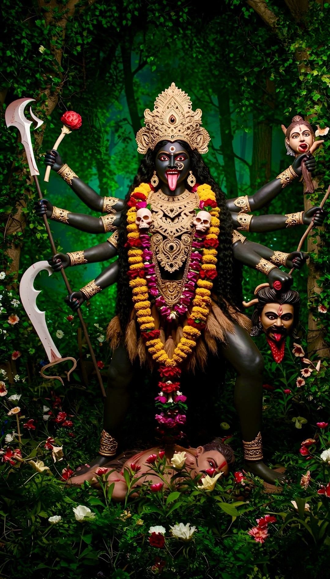 Mahakali Maa stands triumphant in forest