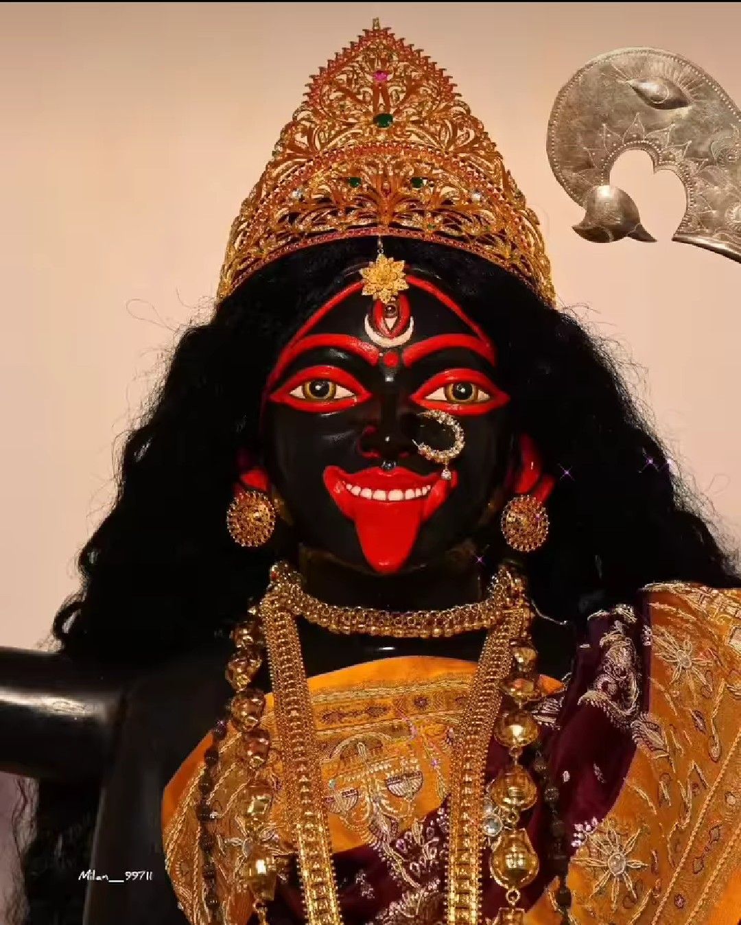 Close-up of Goddess Mahakali\'s face.