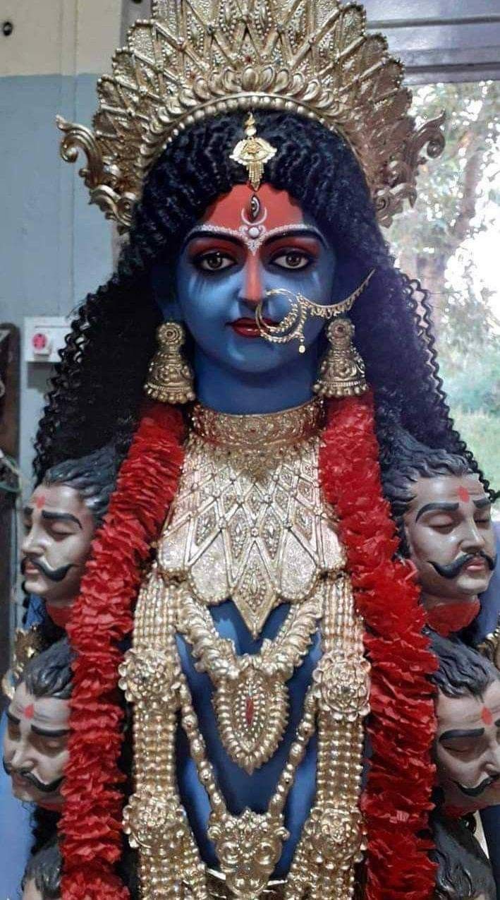 Fierce Mahakali Maa with three faces.