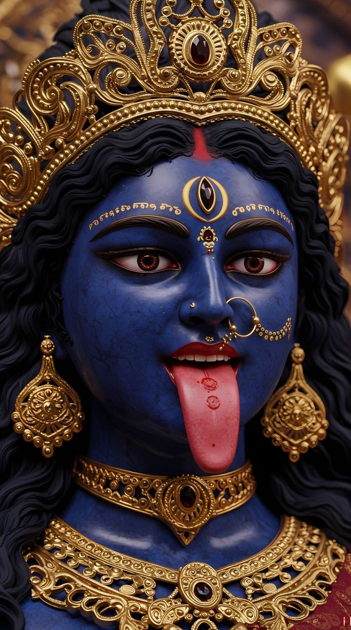 Fierce Mahakali Maa face, divine power.