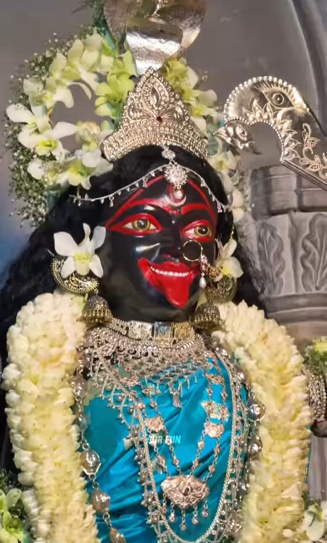 Close-up of Mahakali Maa\'s face.