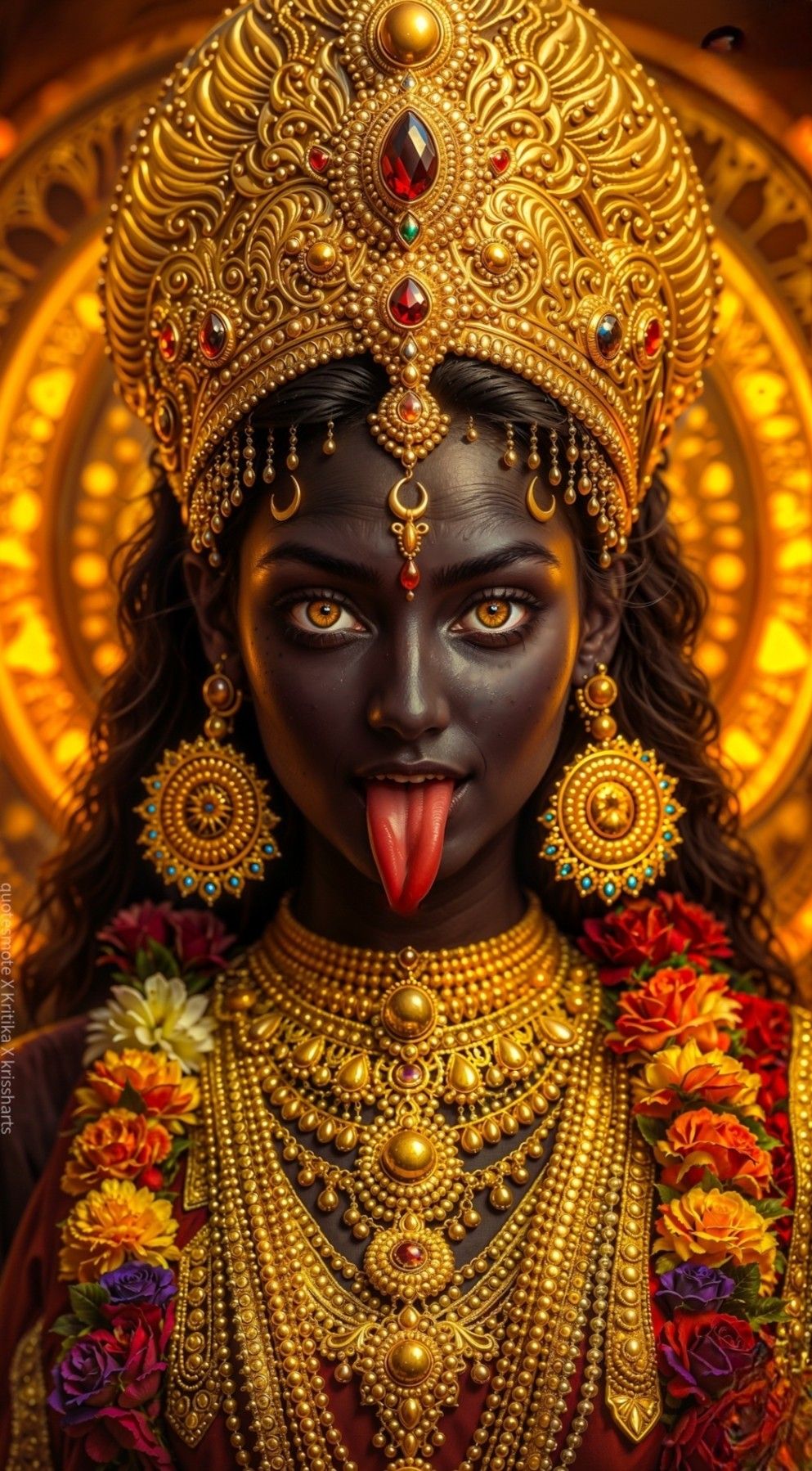 Close-up of goddess Mahakali\'s face