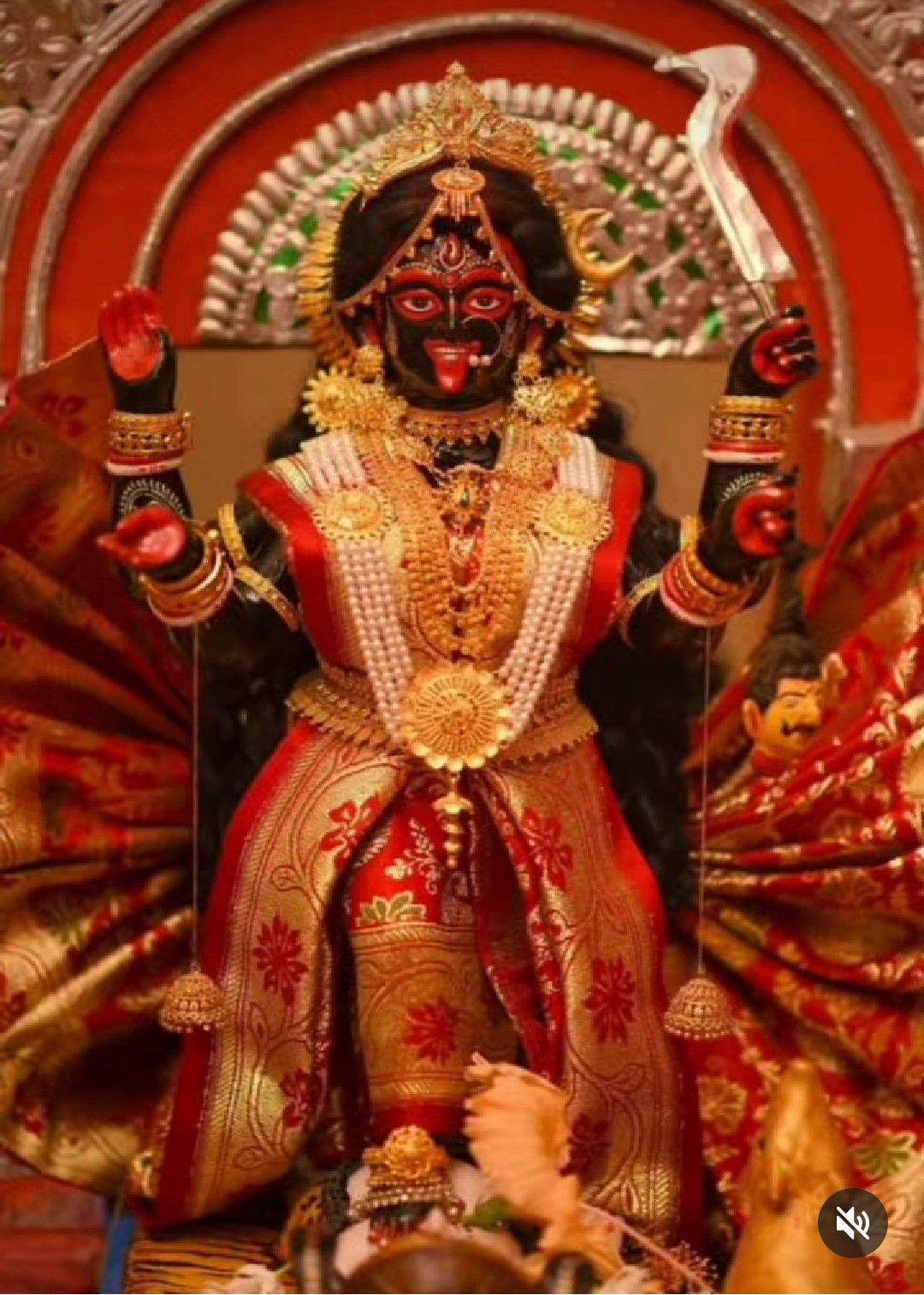 Mahakali Maa adorned in gold jewelry