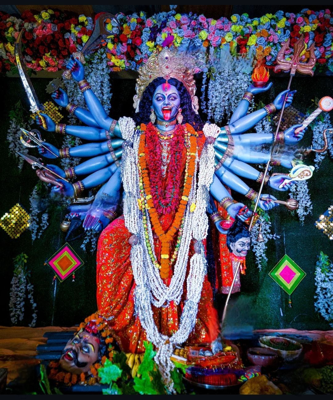 Mahakali Maa with eighteen arms, divine