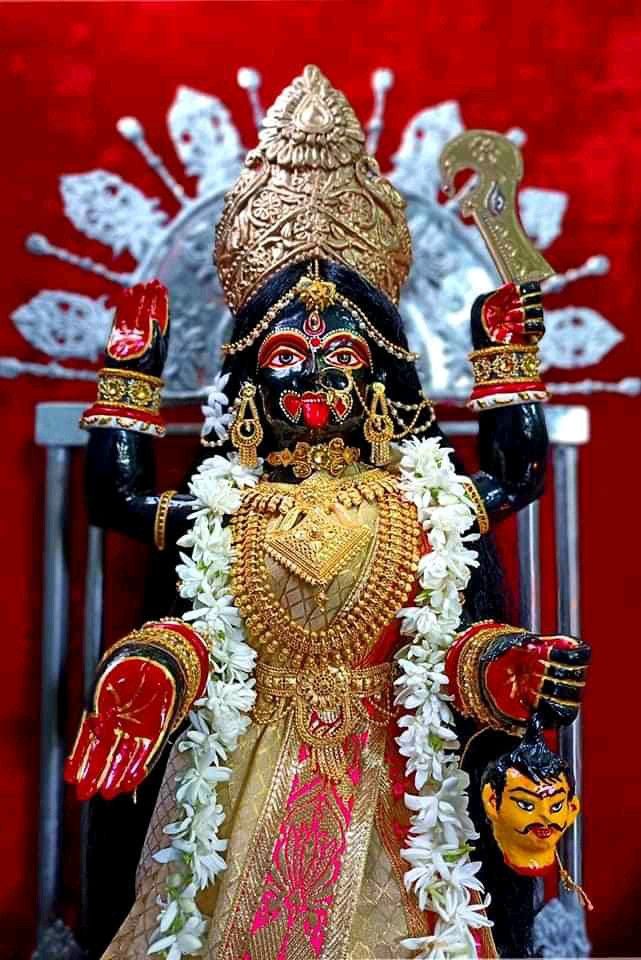 Mahakali maa with floral garland and jewelry