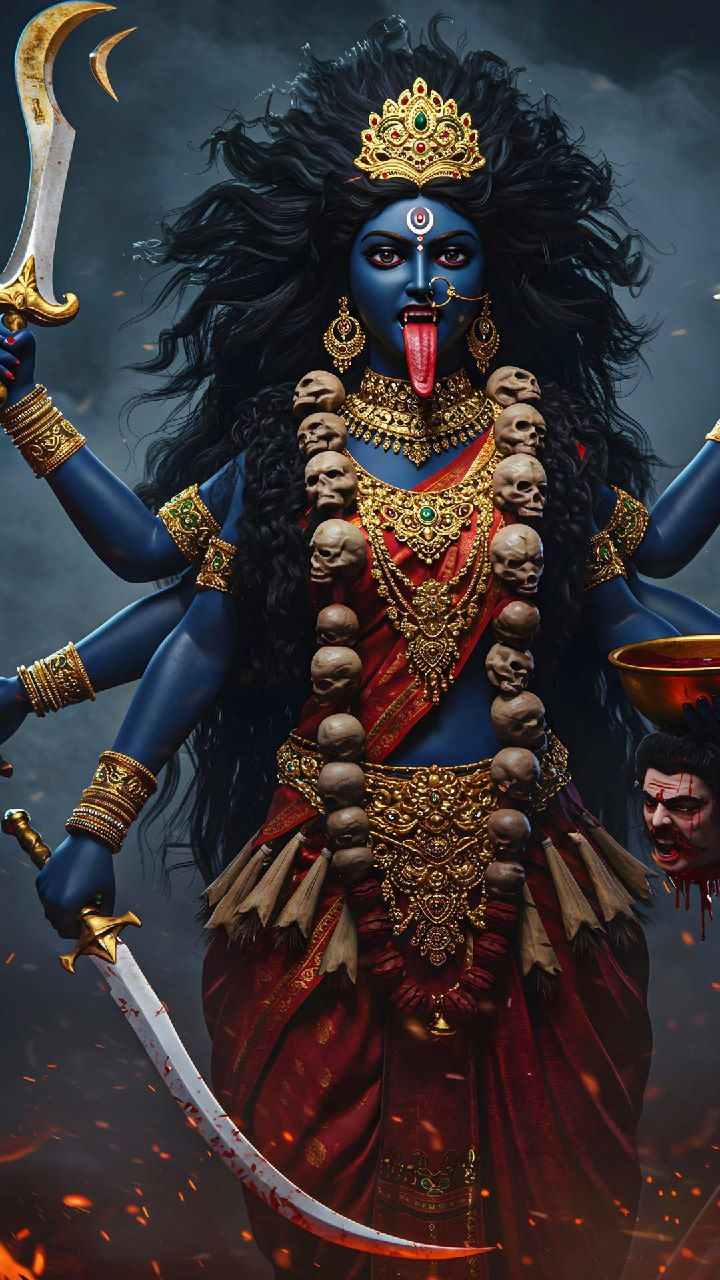 Fierce Mahakali Maa with skull garland