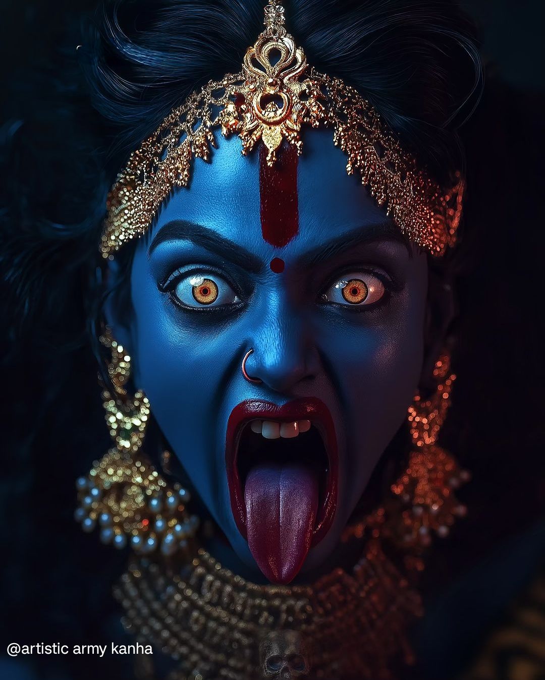 Fierce Mahakali Maa close-up portrait