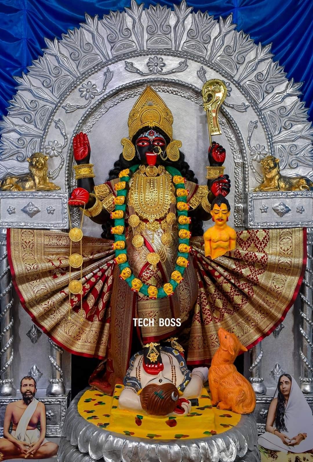 Goddess Mahakali adorned in golden attire
