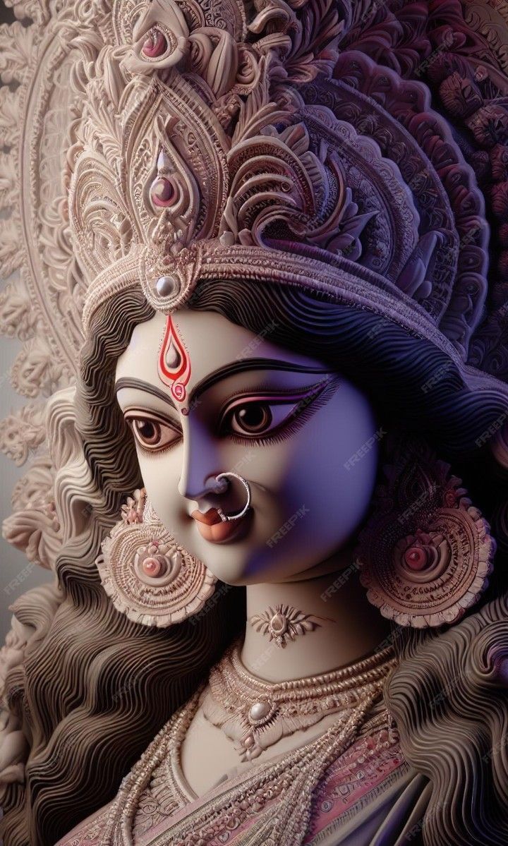 Mahakali Maa\'s peaceful, floral portrait.