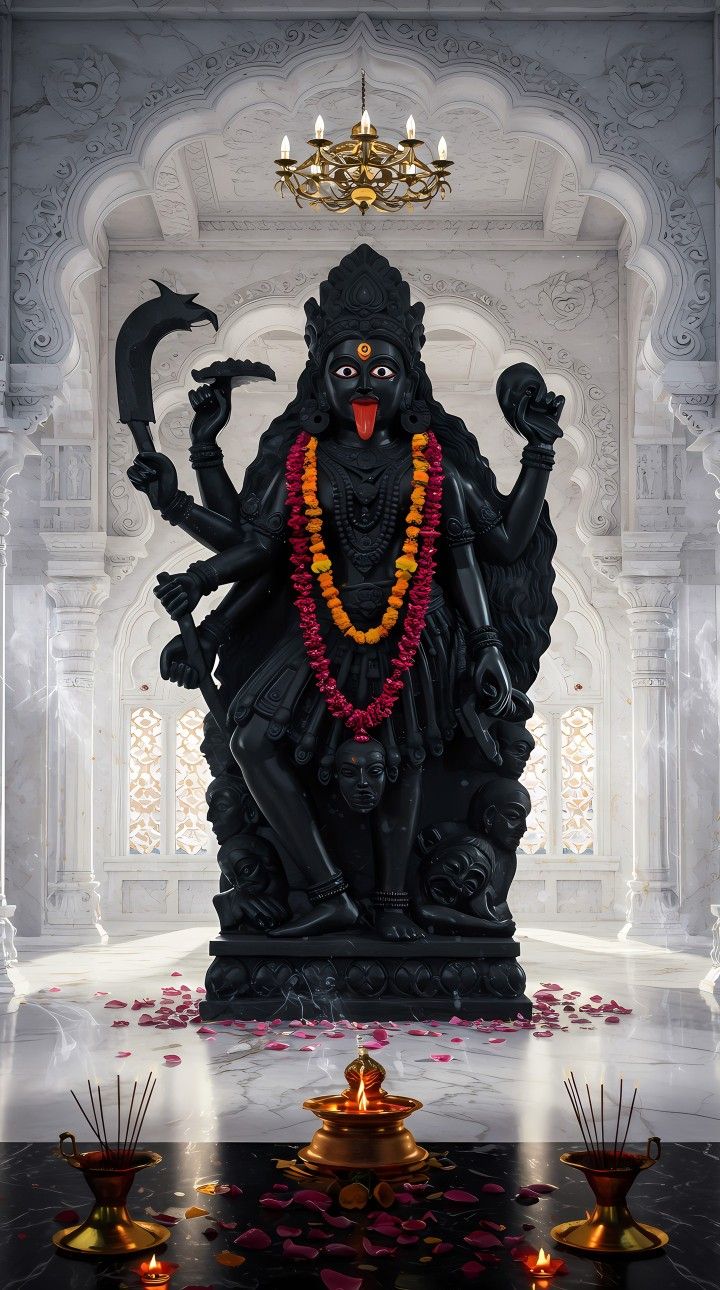 Mahakali Maa statue in a temple setting