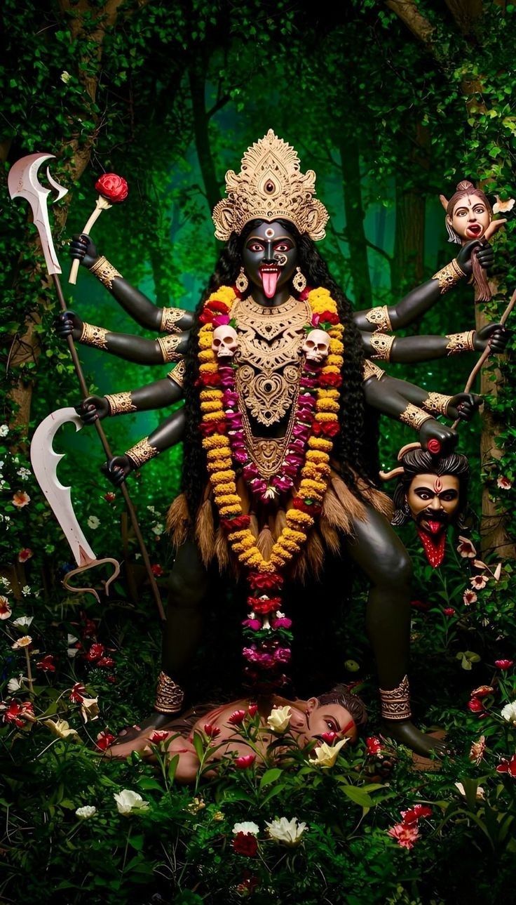 Mahakali Maa in a blooming forest