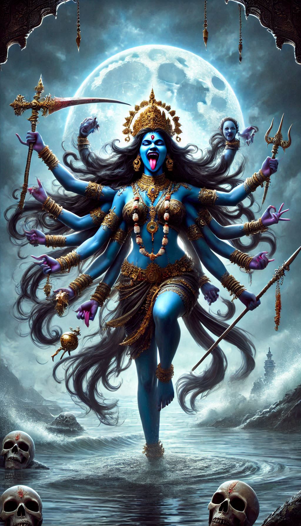 Powerful Mahakali Maa with multiple arms