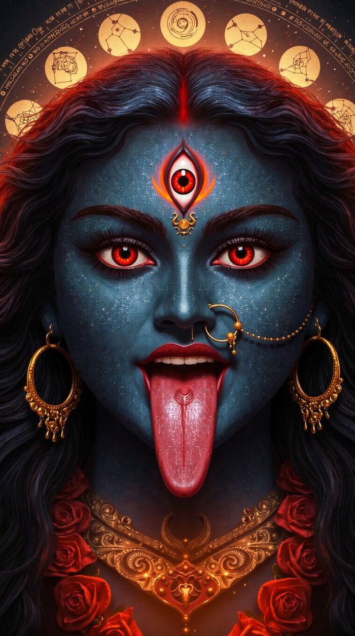 Mahakali Maa’s intense and powerful face.