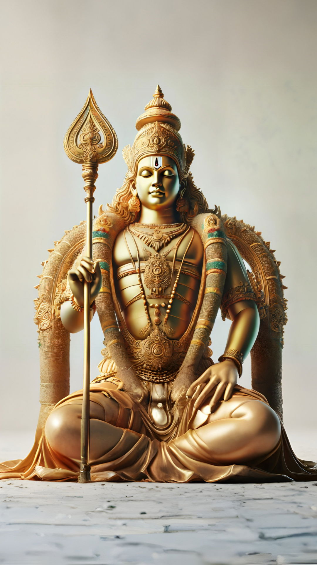 Lord Murugan with golden Vel weapon