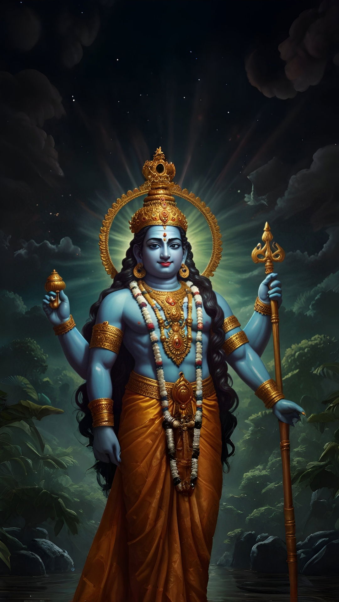 Lord Murugan with Vel and halo