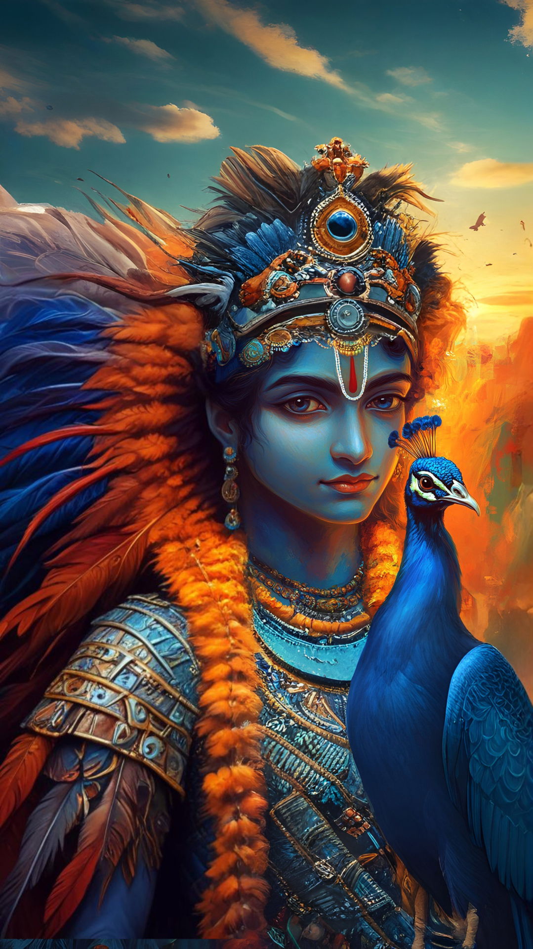 Lord Murugan with majestic peacock portrait