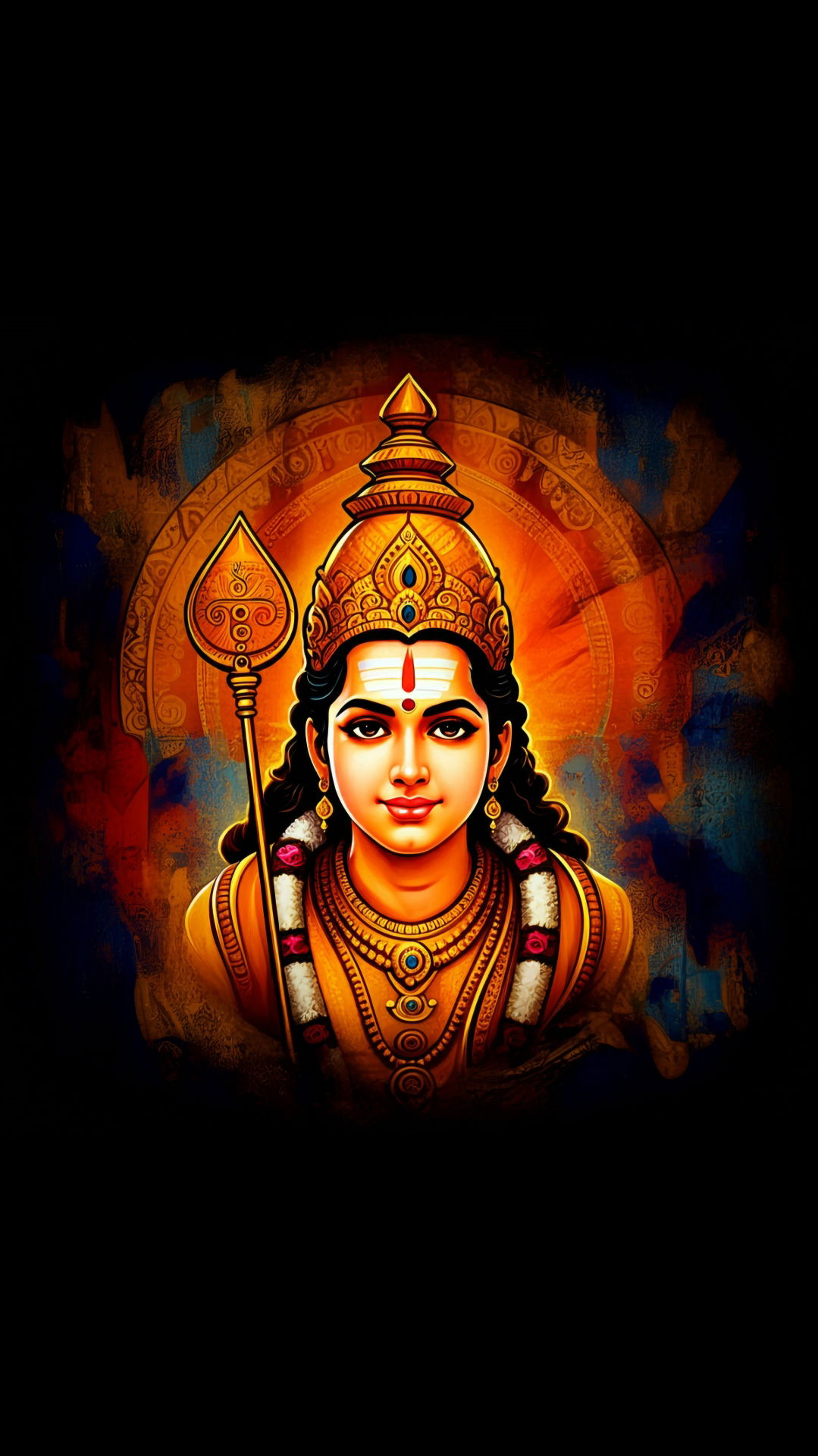 Murugan with Vel spear, divine portrait
