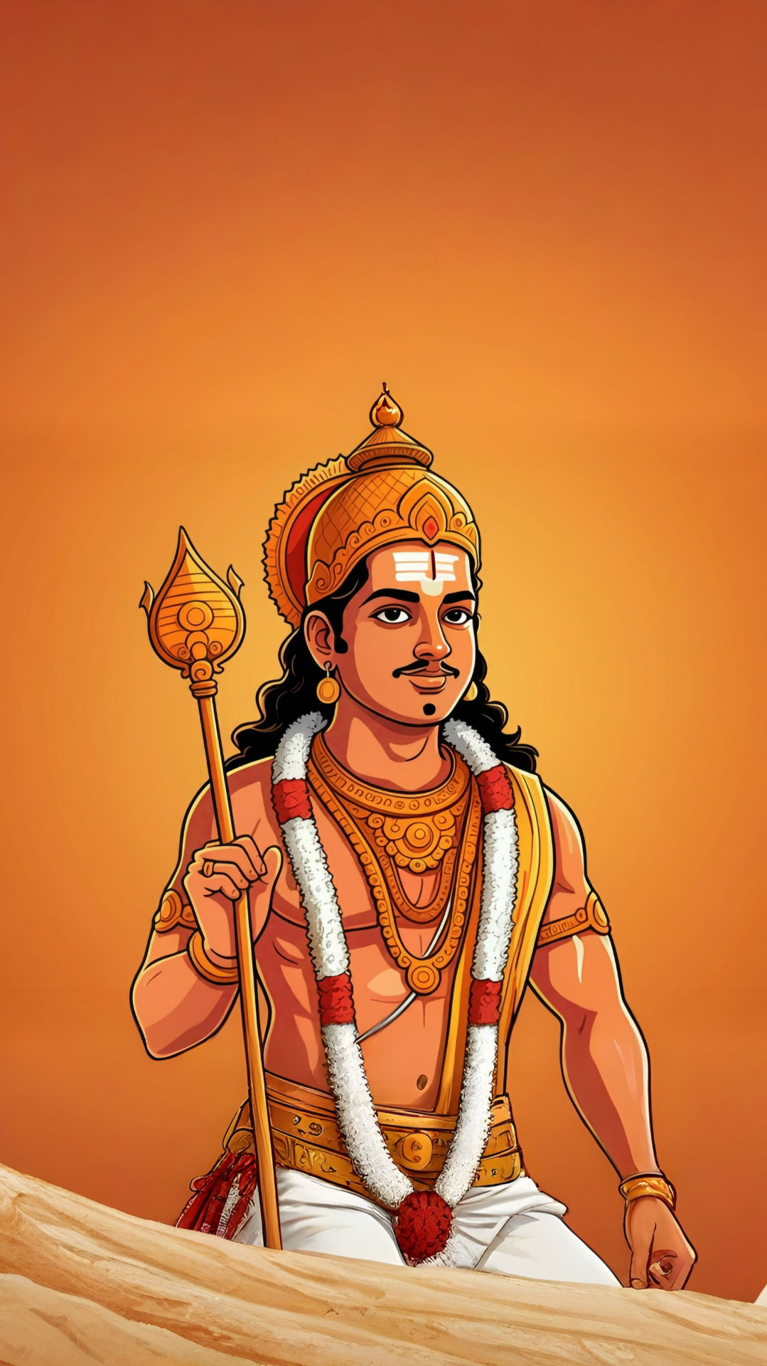 Lord Murugan holding a Vel spear