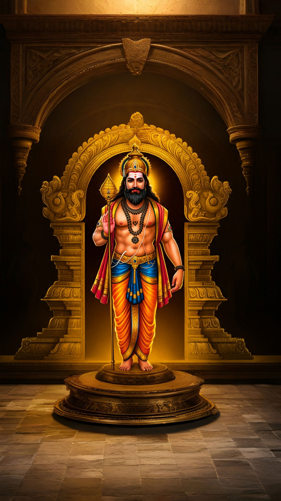 Lord Murugan with spear in golden temple