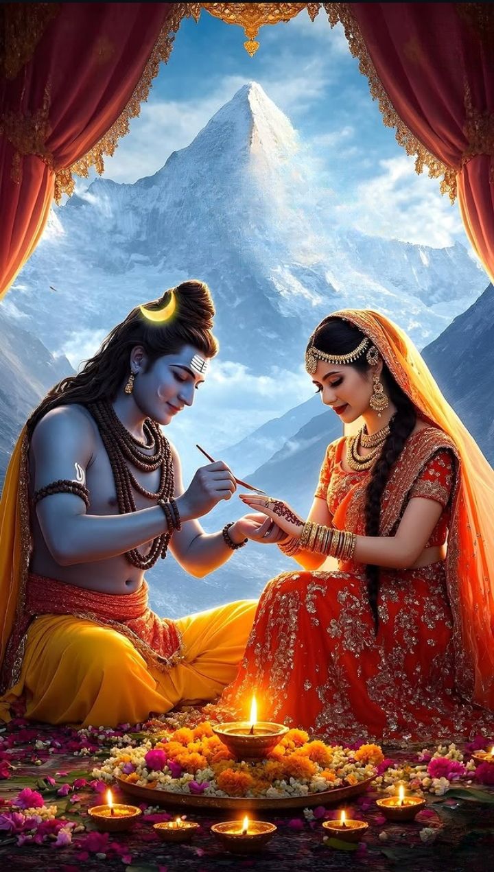 Shiva and Parvati during a wedding ritual