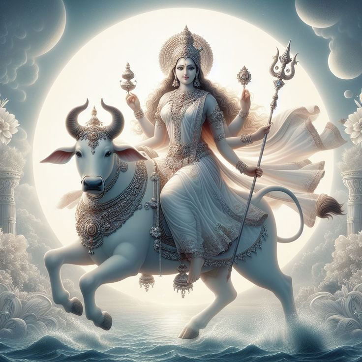 Parvati Maa riding Nandi the bull.
