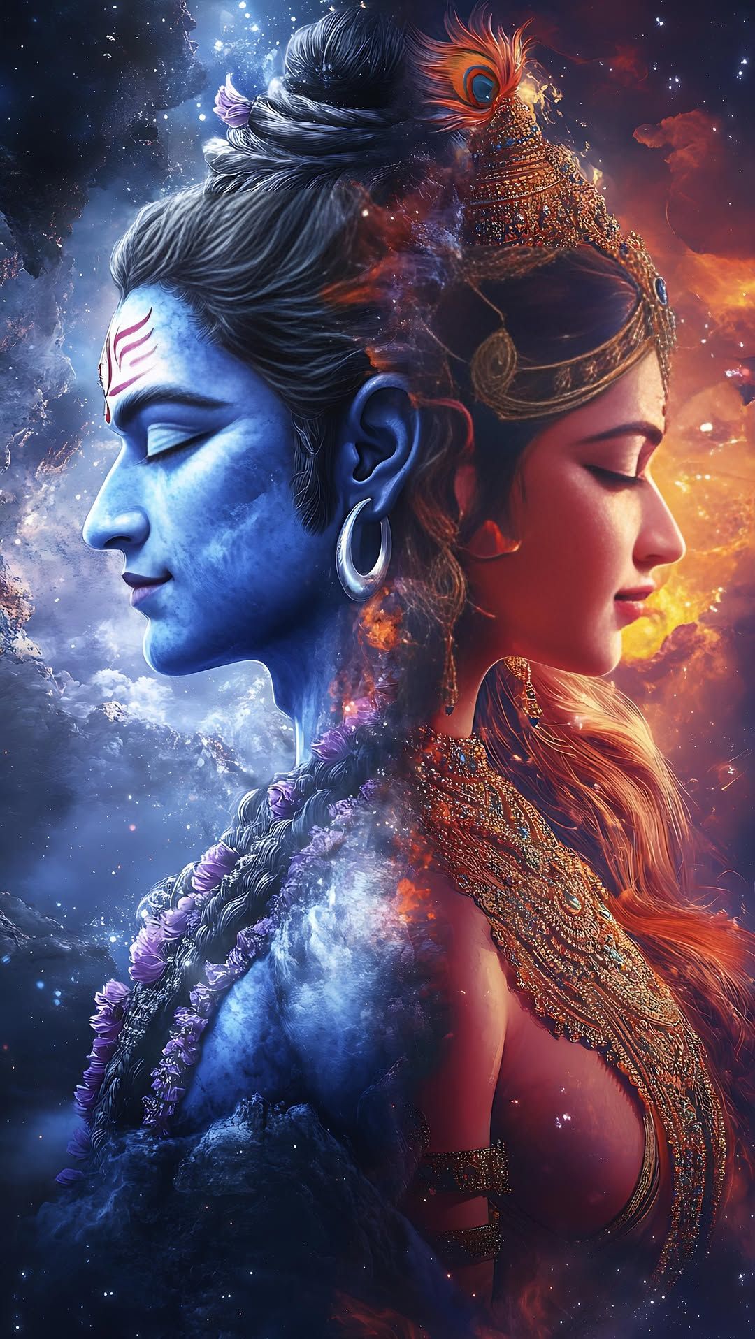 Shiva and Parvati divine couple portrait