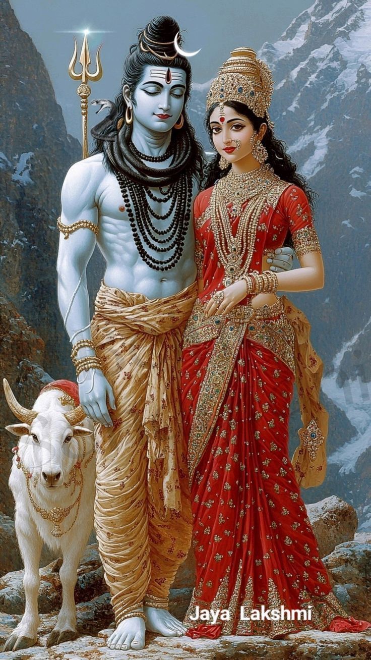 Shiva and Parvati amidst mountains