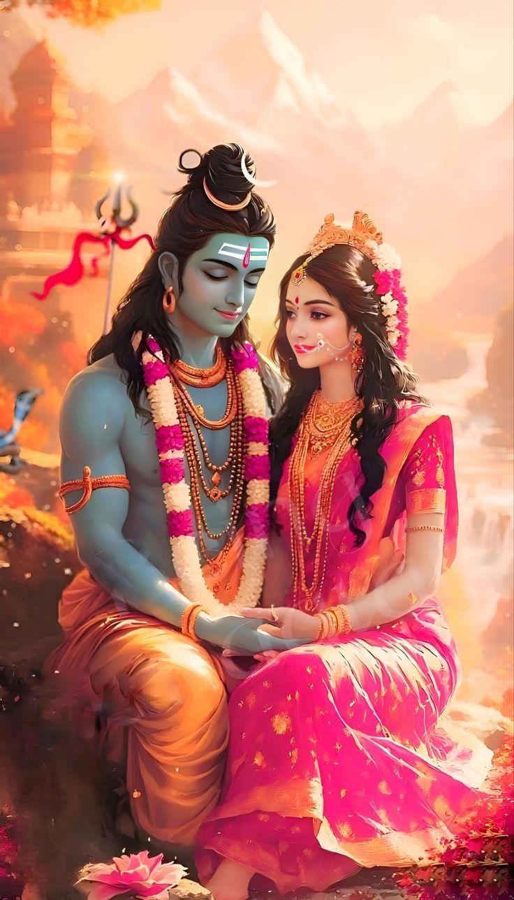 Shiva and Parvati in a loving embrace