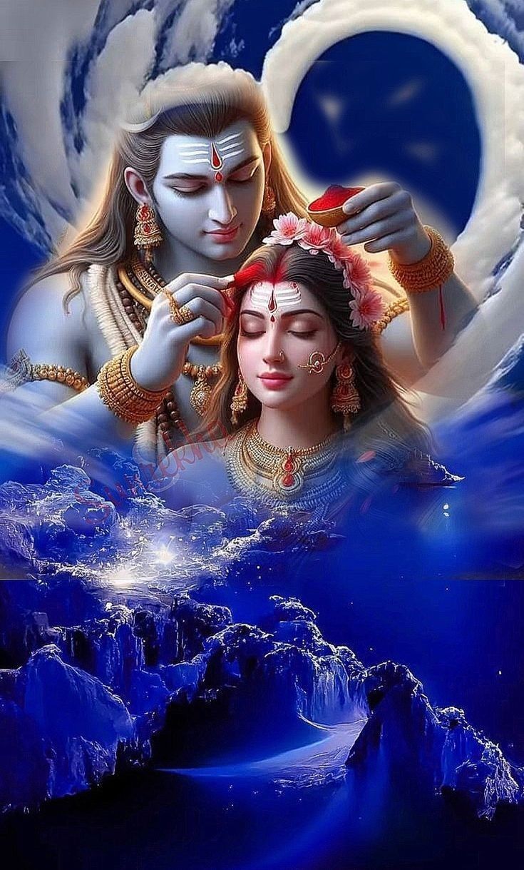 Shiva and Parvati in loving embrace