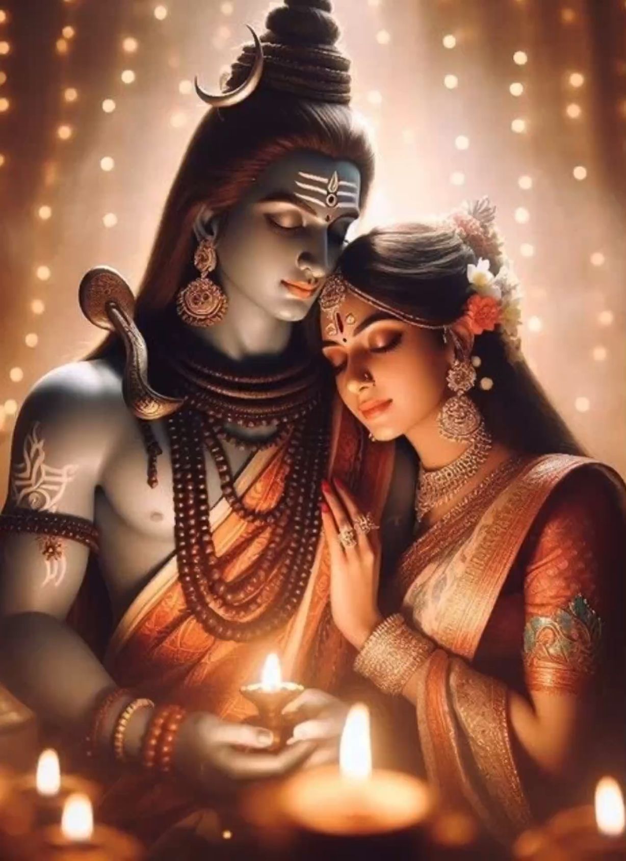 Shiva and Parvati in loving embrace