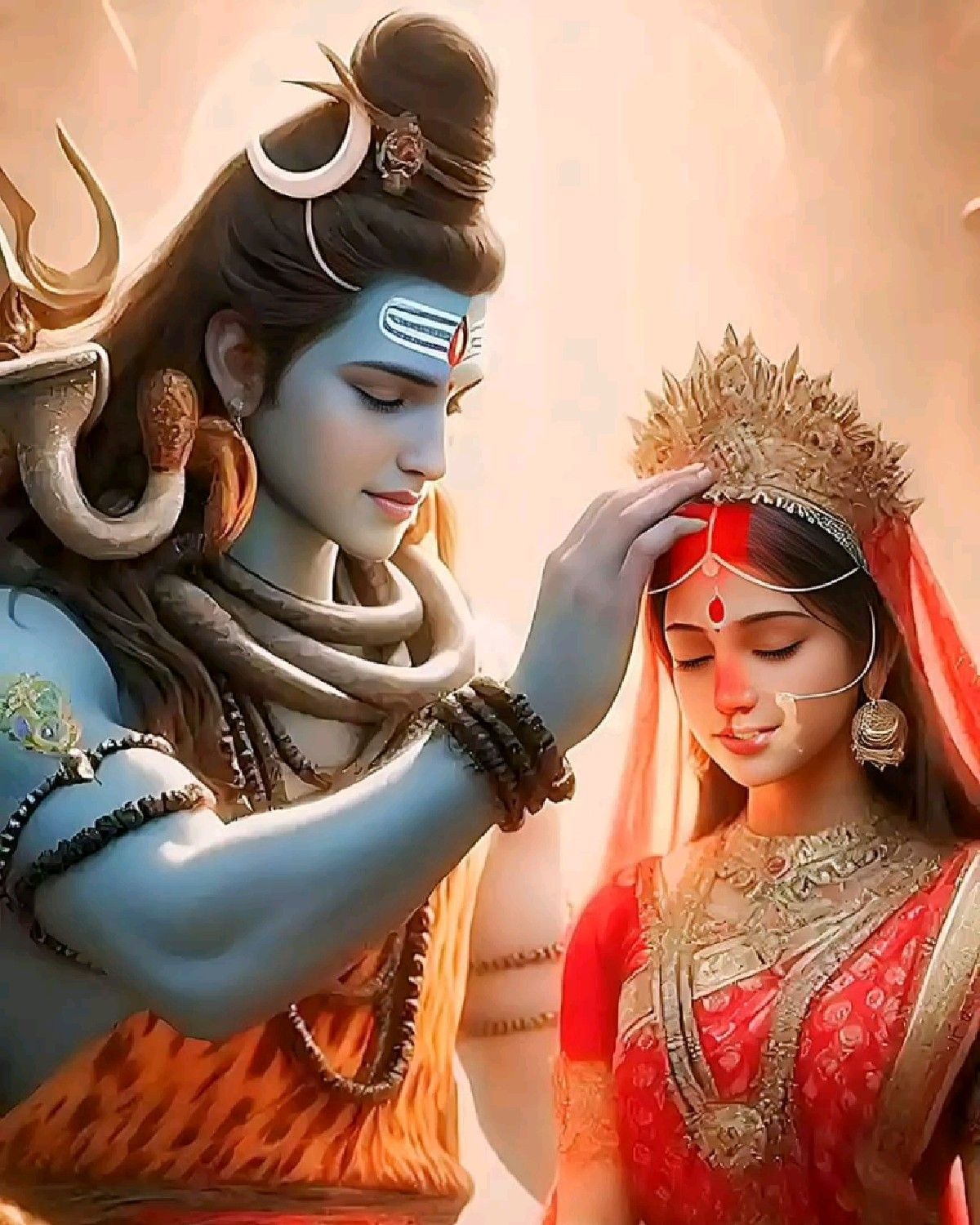 Shiva and Parvati in a loving embrace