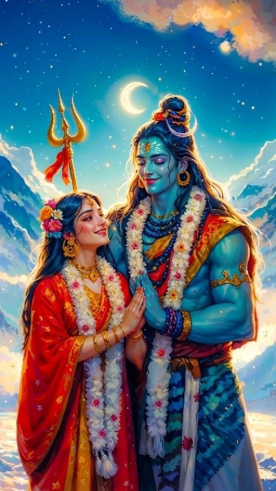 Shiva and Parvati in a loving embrace