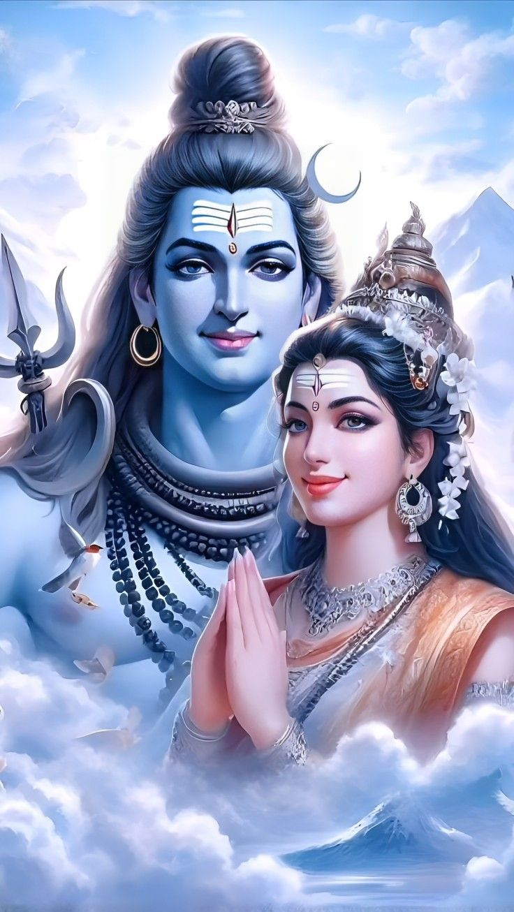 Shiva and Parvati divine portrait wallpaper