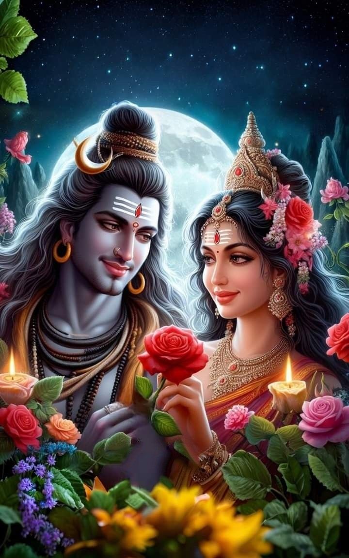 Shiva and Parvati in a loving embrace